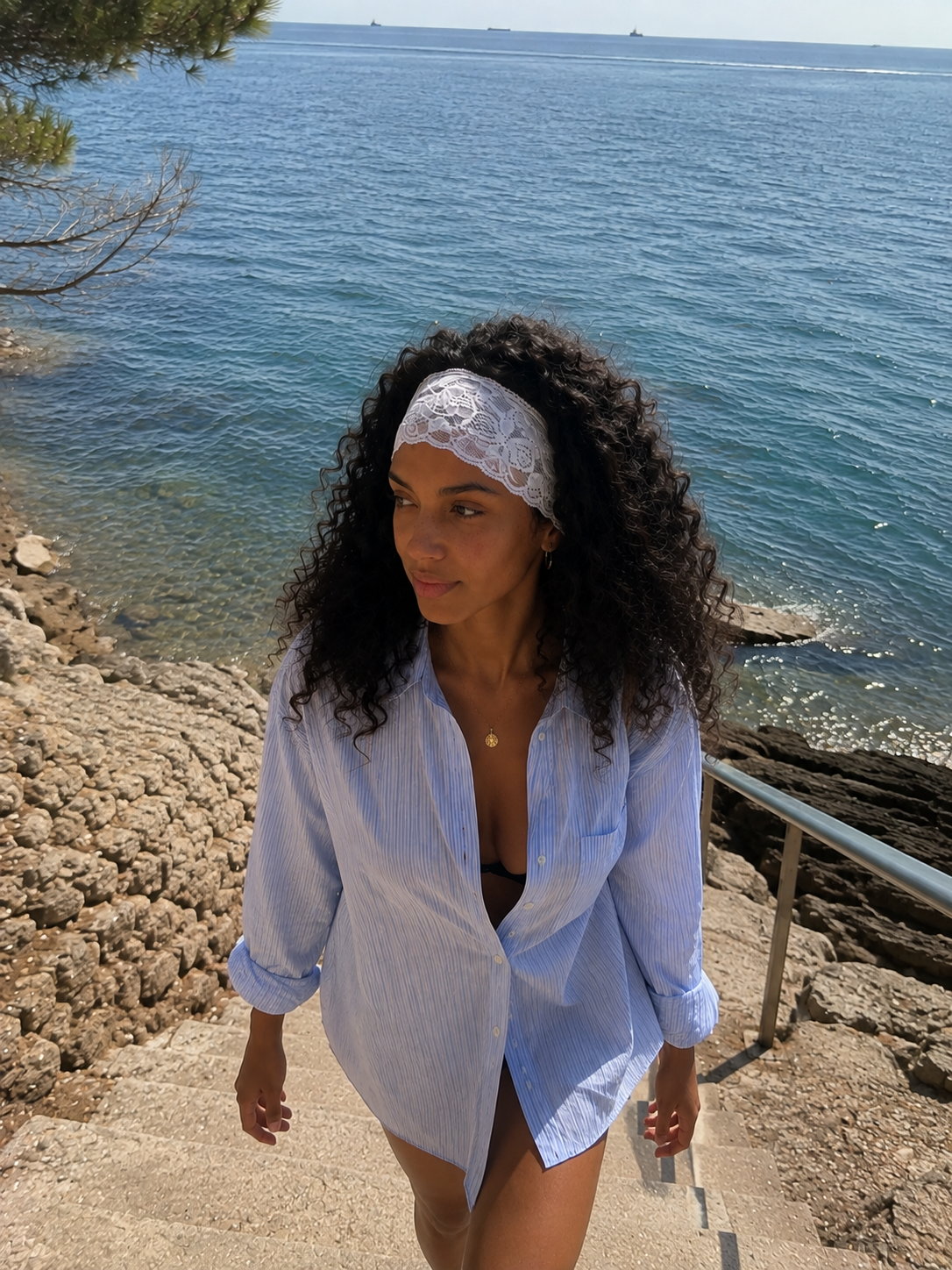 Bandeau en dentelle blanc