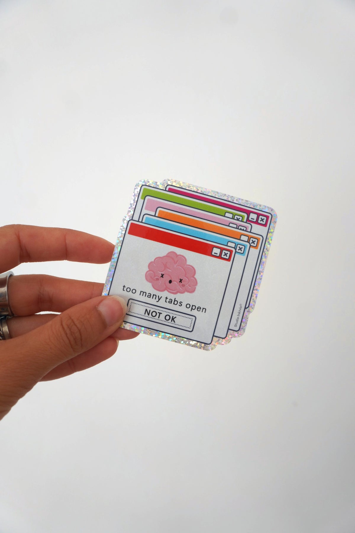 Sticker holographique « Too Many Tabs Open »