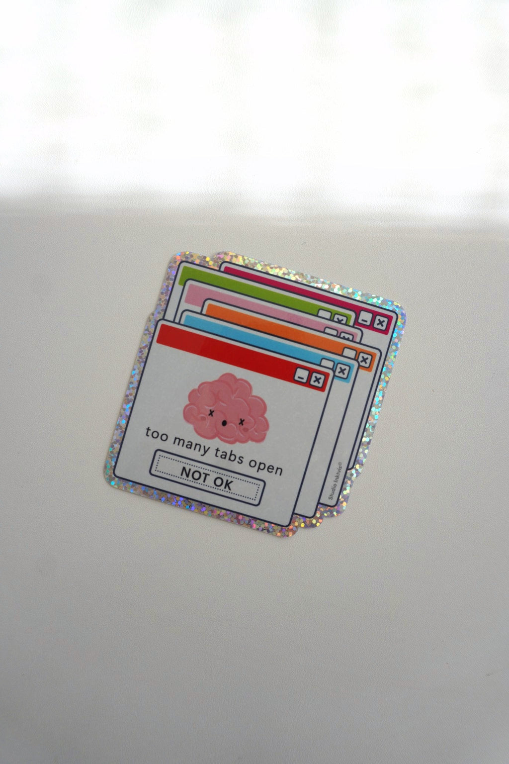 Sticker holographique « Too Many Tabs Open »