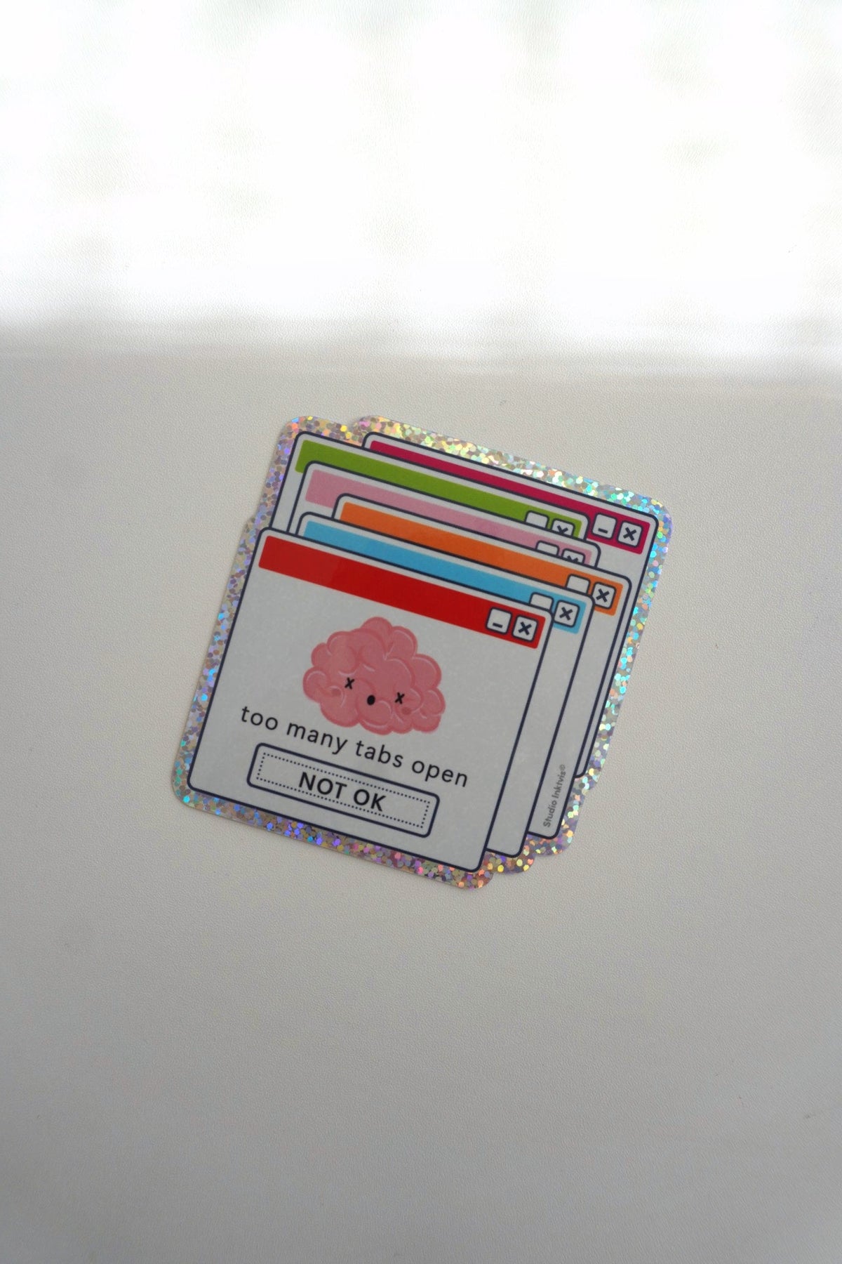 Sticker holographique « Too Many Tabs Open »