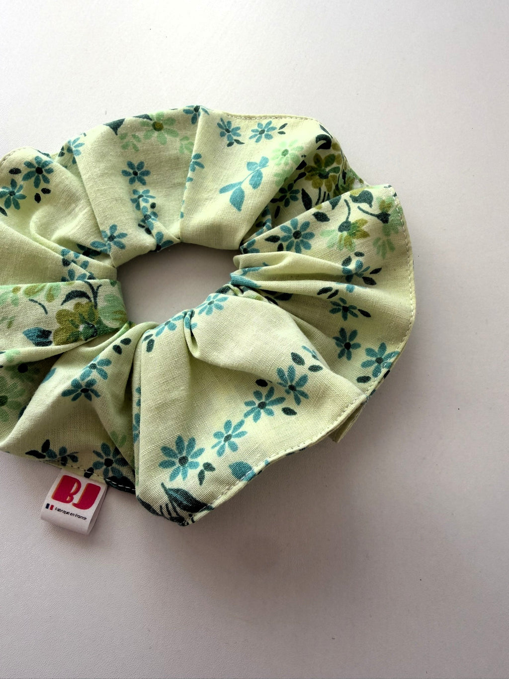Chouchou XL fleurs vert
