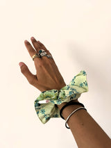 Chouchou XL fleurs vert