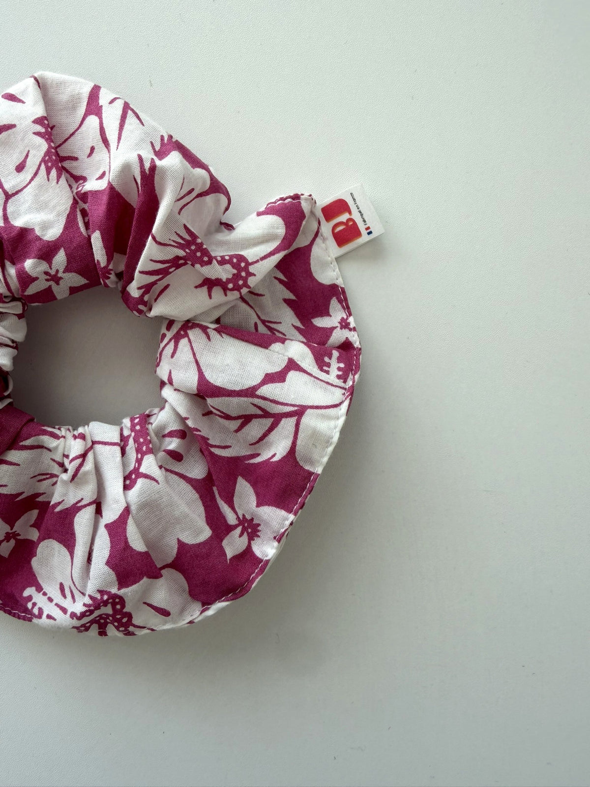 Chouchou XL fleurs rose