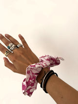 Chouchou XL fleurs rose