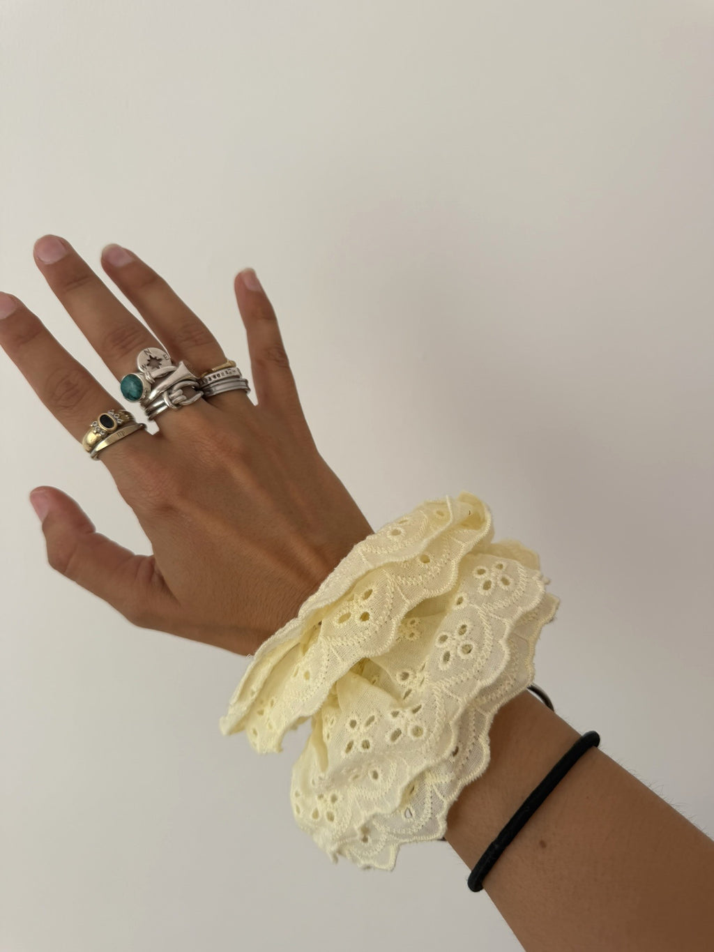 Chouchou XL dentelle jaune