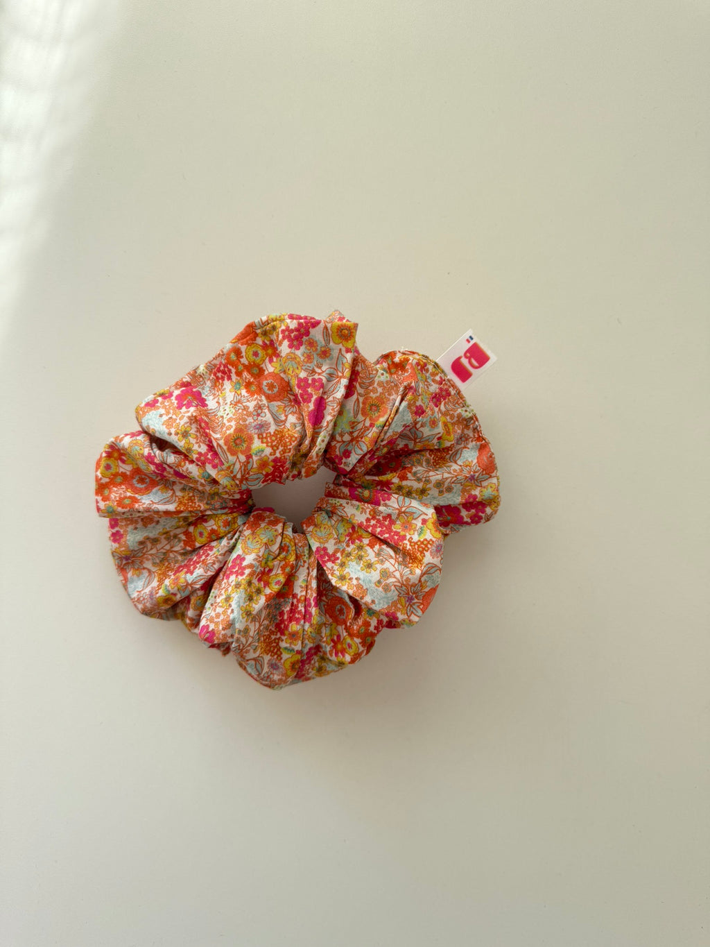 Chouchou XL fleurs orange