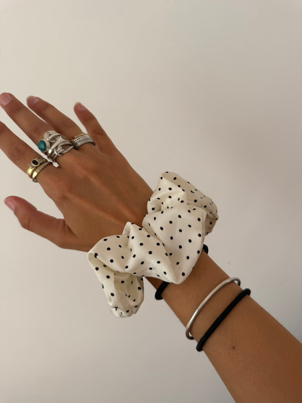 Chouchou XL petits pois blanc