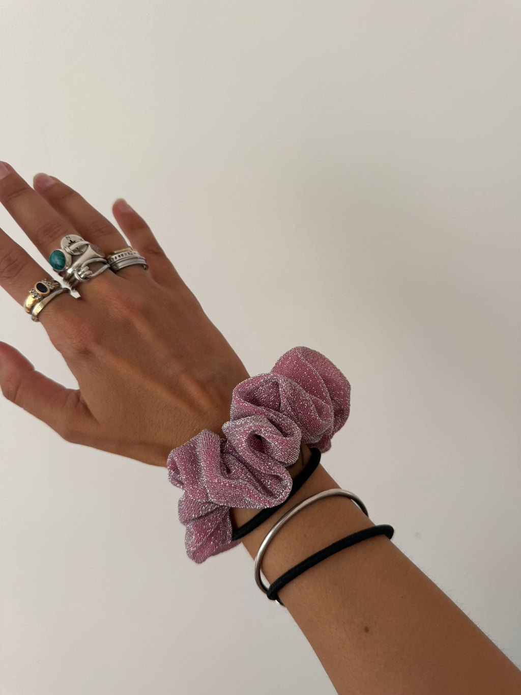 Chouchou à paillettes rose