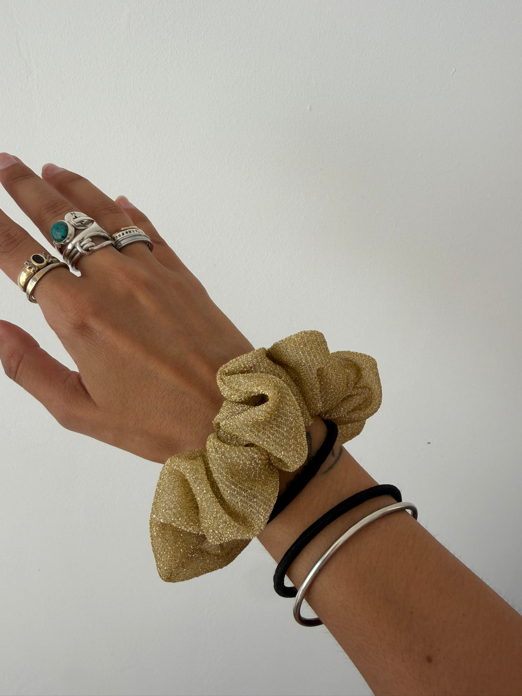 Chouchou à paillettes jaune