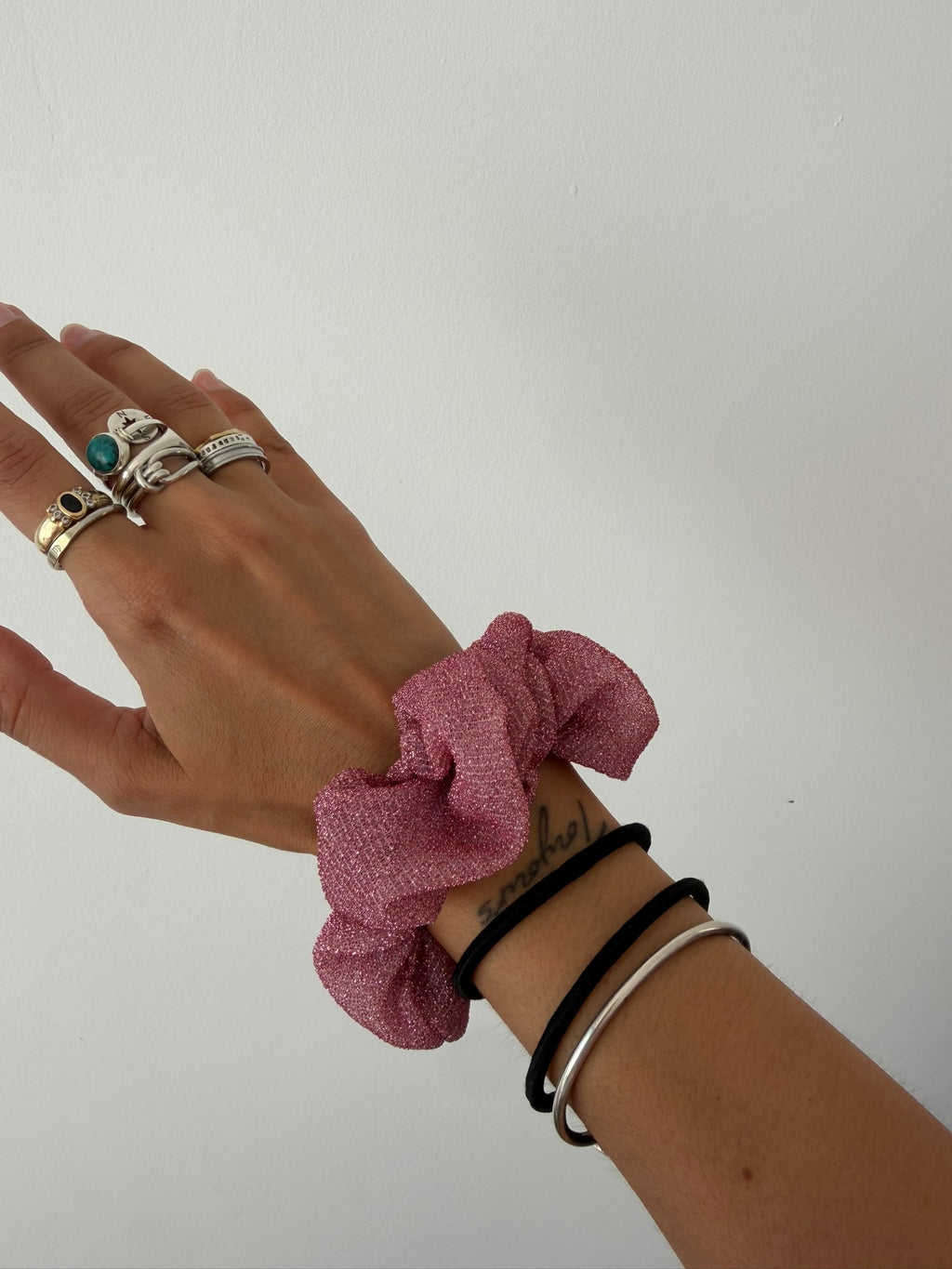Chouchou à paillettes rose 2