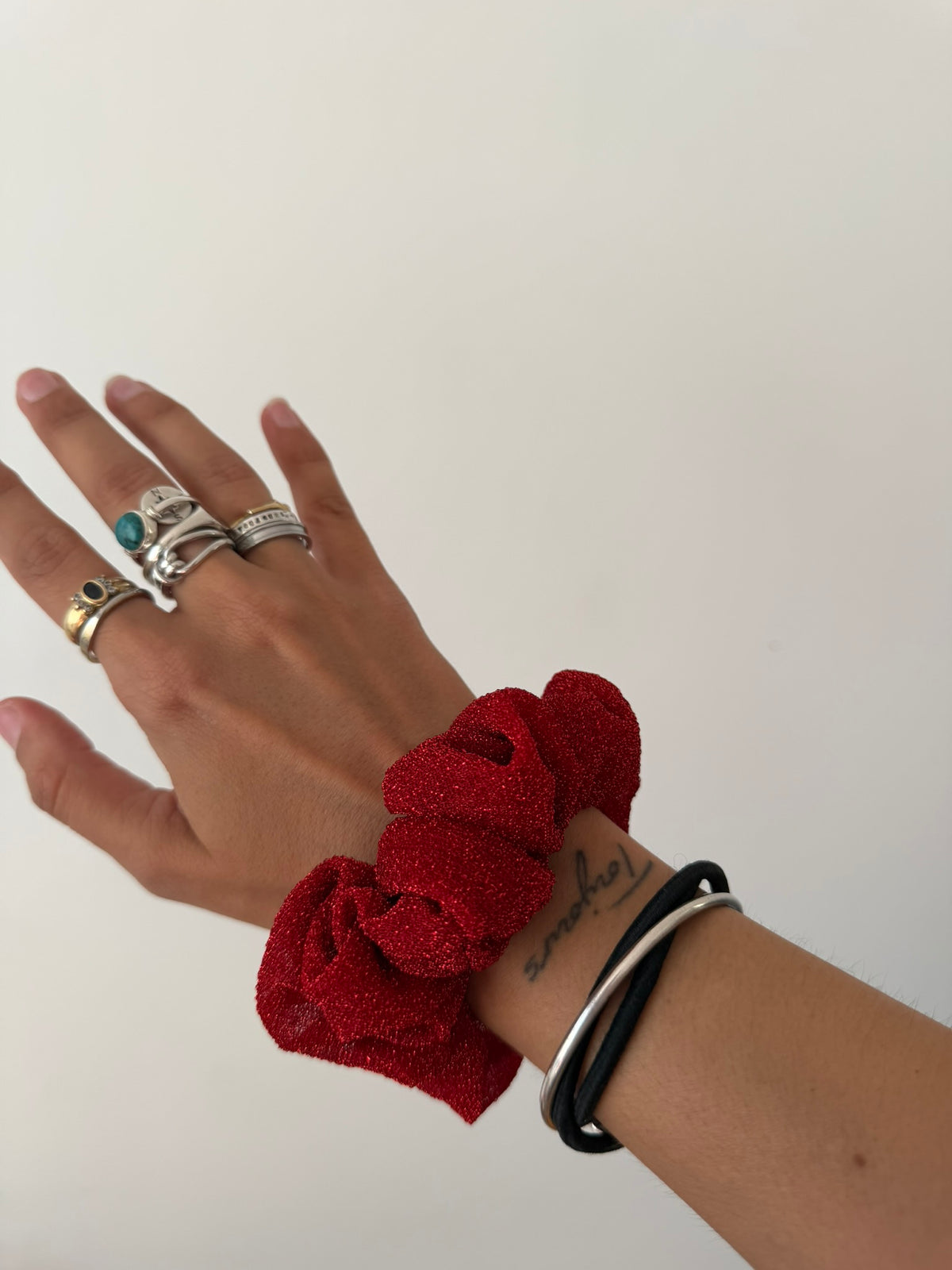 Chouchou à paillettes rouge