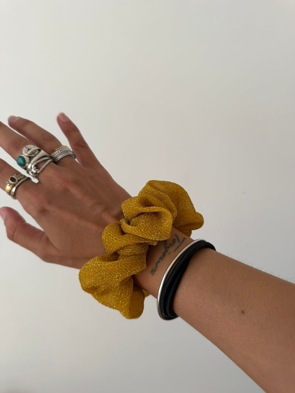 Chouchou à paillettes jaune 2