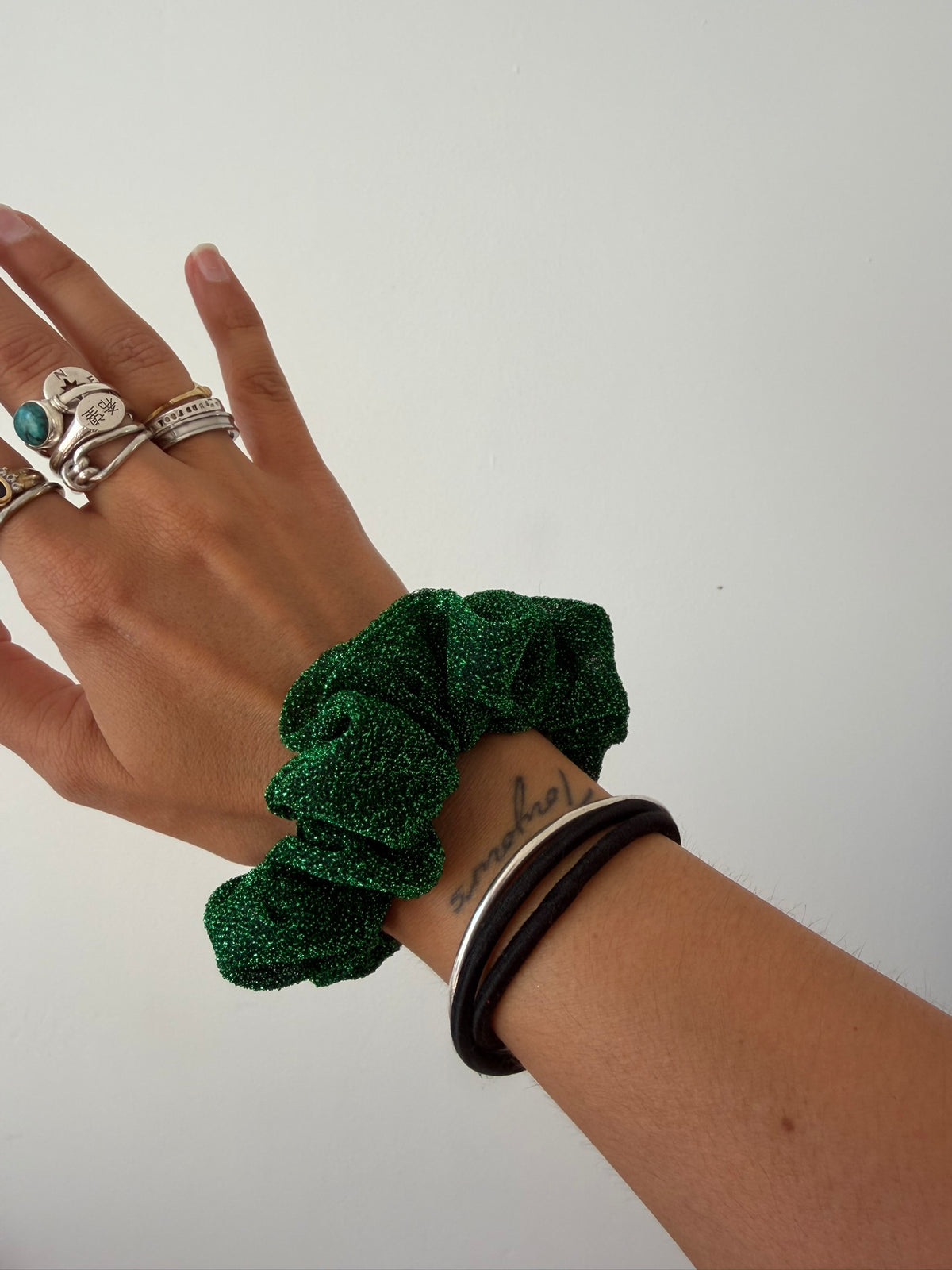 Chouchou à paillettes vert