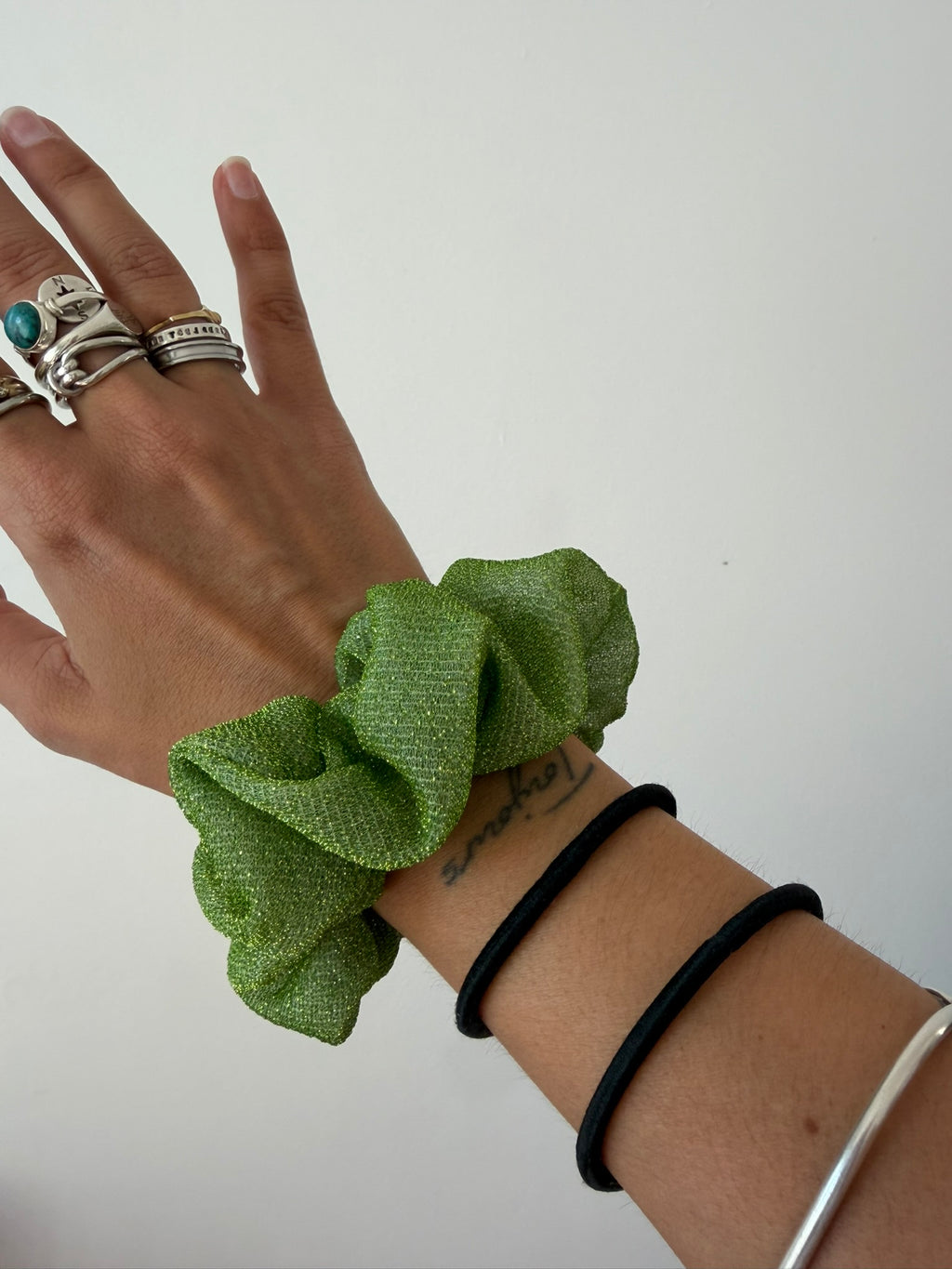 Chouchou à paillettes vert 2