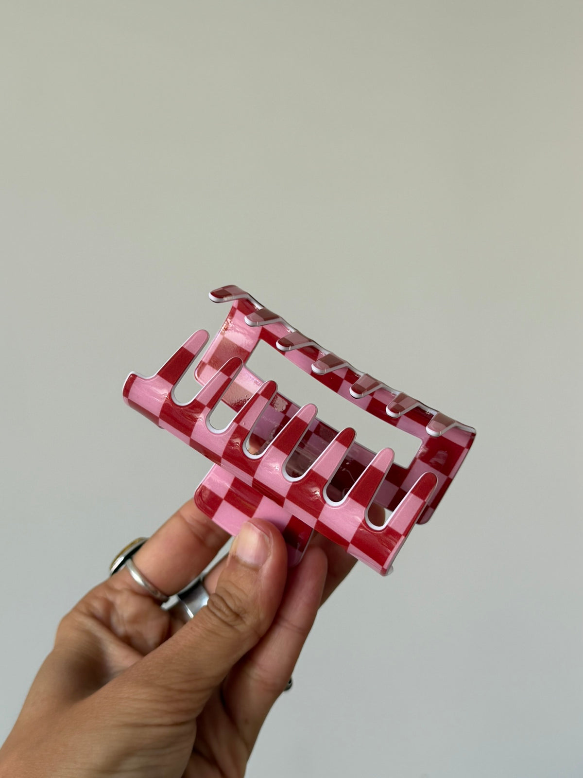 Pince à cheveux damier – Rose ou vert