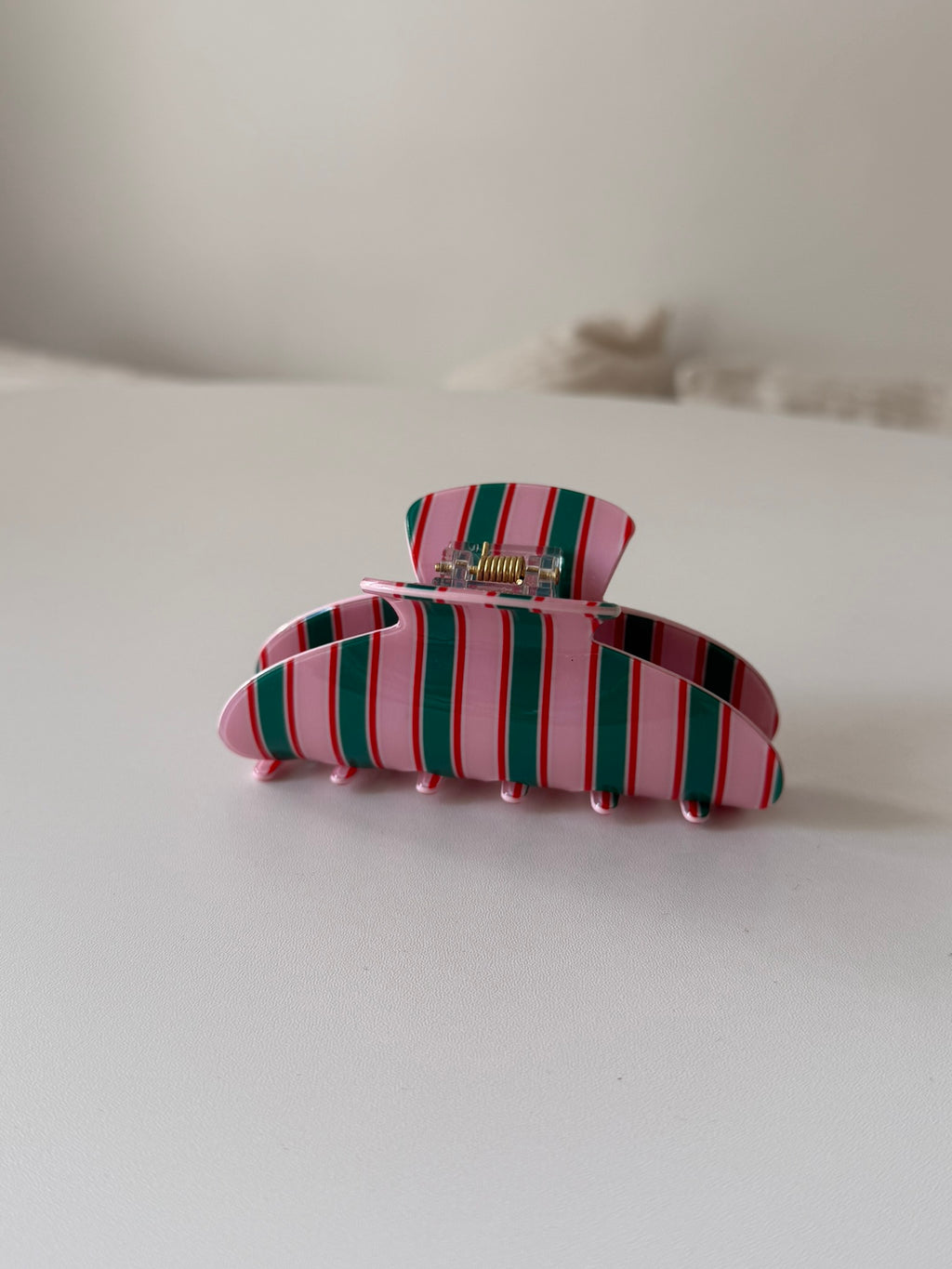 Pince à cheveux à rayures – Bleu, rose ou rouge