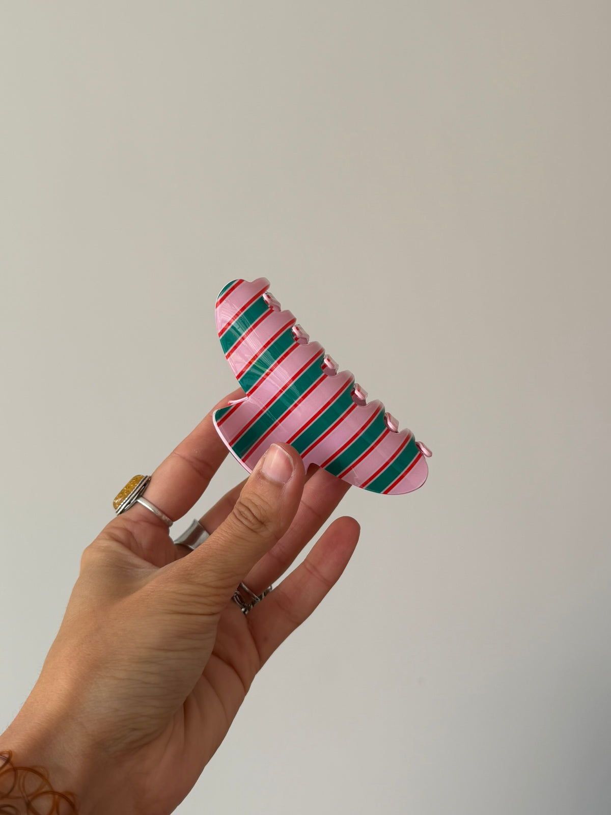 Pince à cheveux à rayures – Bleu, rose ou rouge