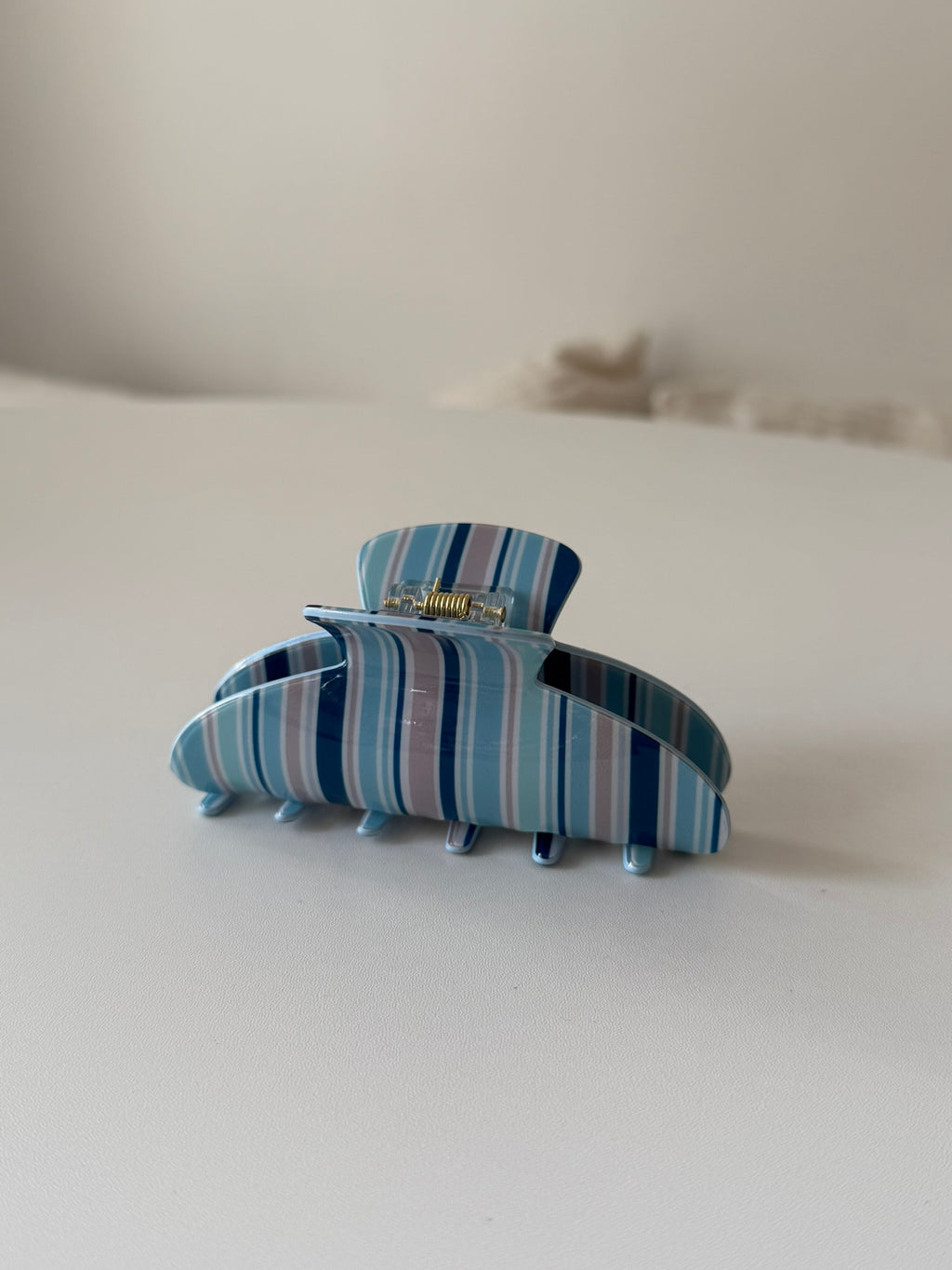 Pince à cheveux à rayures – Bleu, rose ou rouge
