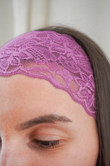 Bandeau en dentelle vieux rose