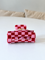 Pince à cheveux damier – Rose ou vert