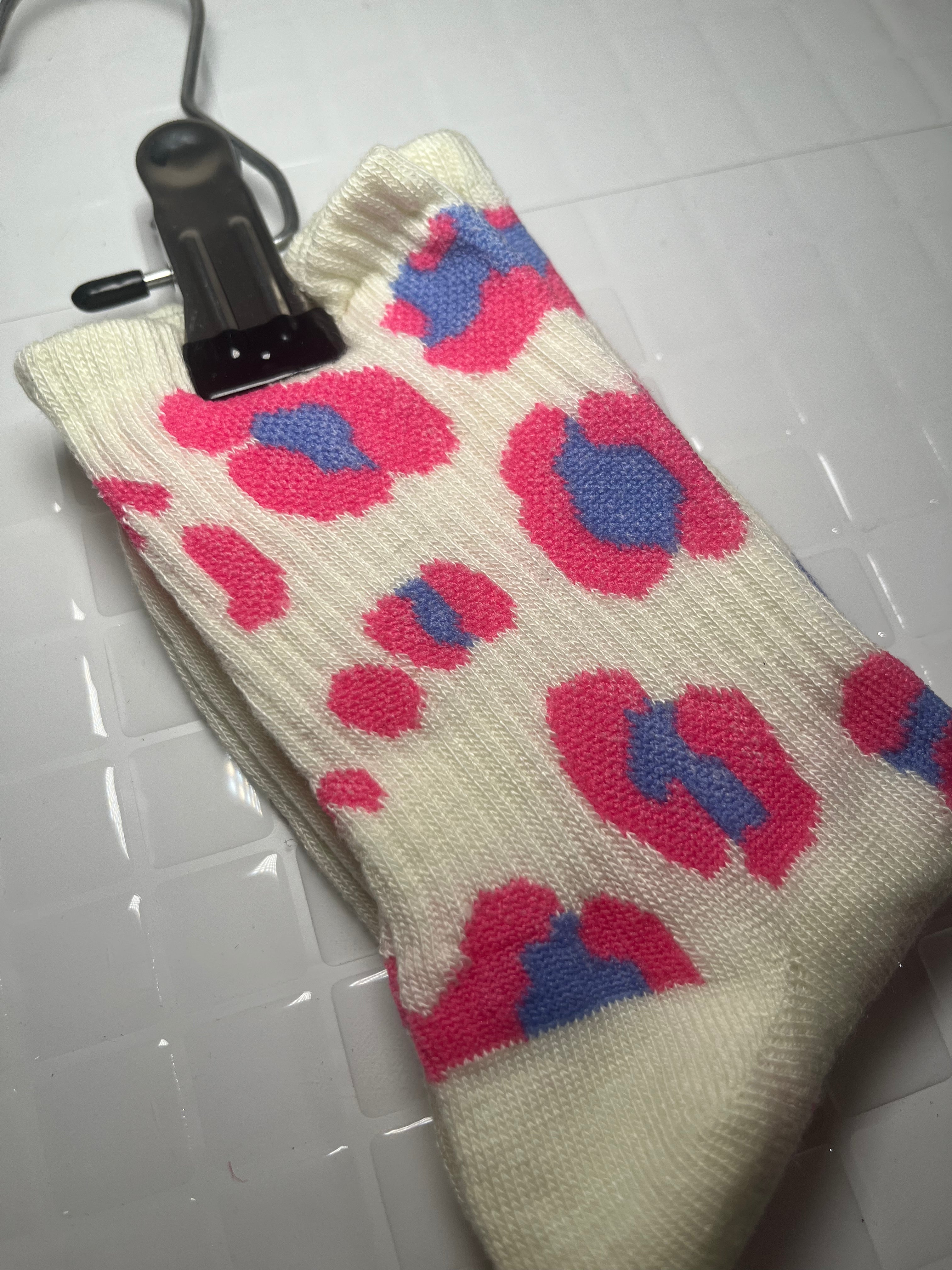 Chaussettes léopard rose & bleu