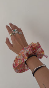 Chouchou XL fleurs orange